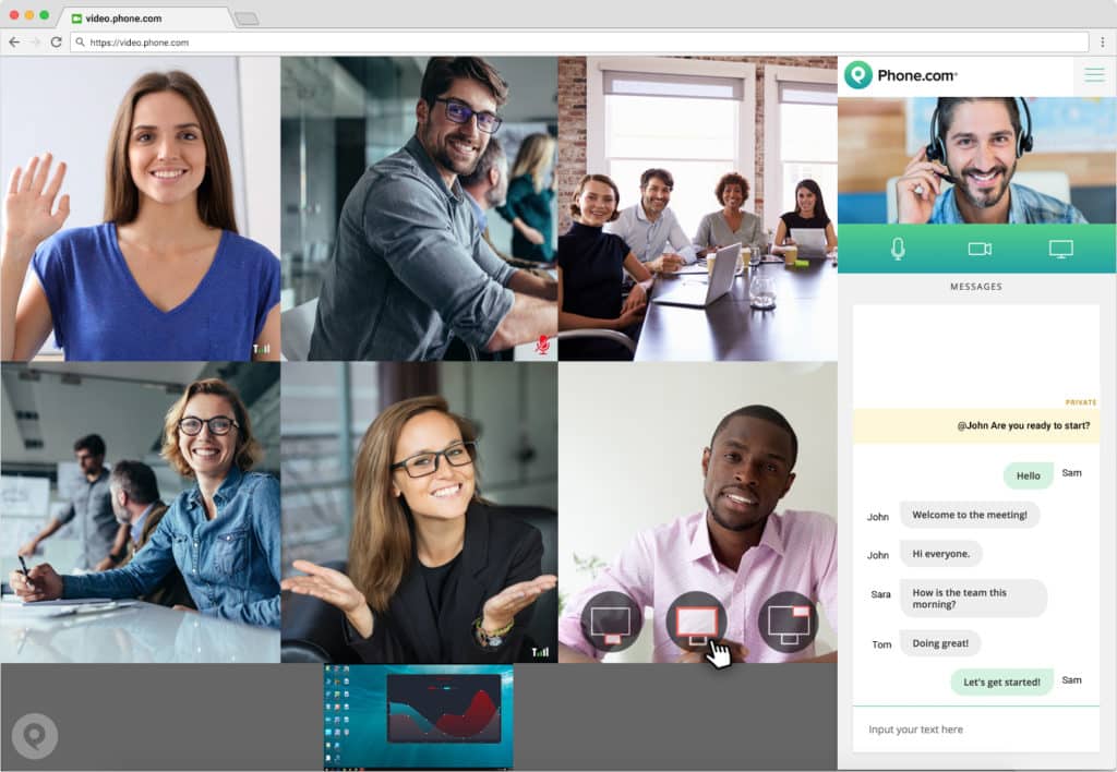 Phone.com Video Conferencing screen